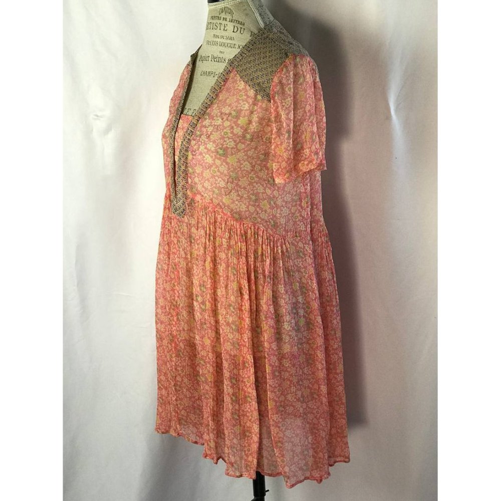 Anthropologie Pink Boho Sheer Flirty Mini Dress By Maeve Size 4 - Picture 4 of 10